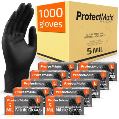 Protectmate 5 Mil Black Nitrile Gloves for Food Prep - Textured Food Prep Gloves - Food Handling Gloves Disposable Latex Free Gloves for Cooking, Catering, Food Service - Small (Case of 1,000)