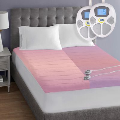 Serta Plush Heated Mattress Pad - Electric Bed Warmer with Dual Controller, 10 Heat Settings, Auto Shut Off Timer - Machine Washable Electric Mattress Pad, ETL Certified, Cal King, White