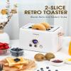 2 Slice Toaster, Retro Bread Toaster with LED Display, Extra Wide Slots Toasters with 6 Bread Shade Settings, Bagel, Cancel, Defrost Function, Stainless Steel with High Lift Lever, Removal Crumb Tray view 3