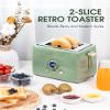 2 Slice Toaster, Retro Bread Toaster with LED Display, Extra Wide Slots Toasters with 6 Bread Shade Settings, Bagel, Cancel, Defrost Function, Stainless Steel with High Lift Lever, Removal Crumb Tray view 3