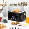 2 Slice Toaster, Retro Bread Toaster with LED Display, Extra Wide Slots Toasters with 6 Bread Shade Settings, Bagel, Cancel, Defrost Function, Stainless Steel with High Lift Lever, Removal Crumb Tray view 2