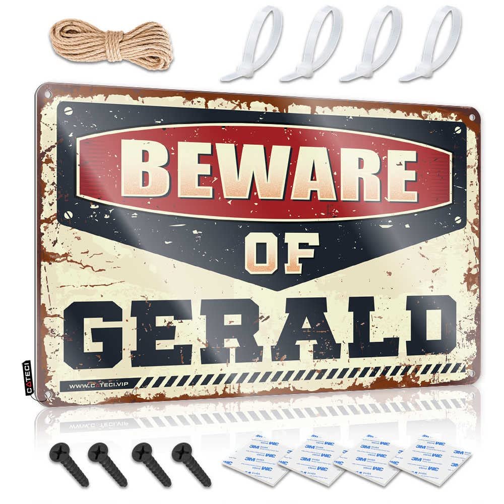 Bar for Man Cave Beware of Gerald Metal Sign Basement Decor Sports Ticker for Man Cave ( Size : 20X30CM )