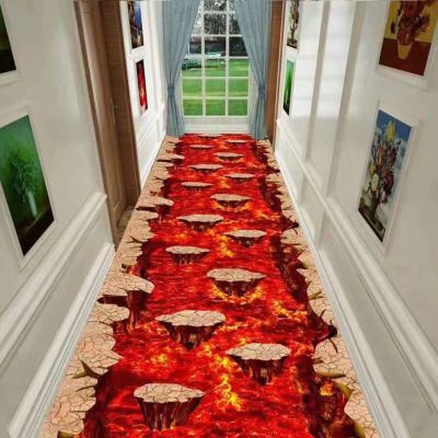 2x3 FT Entryway Non Slip Floor MatStyle B Indoor Durable Carpet Long Mat Traditional Living Room Kitchen Floor Mats, with Flame Lava Pattern