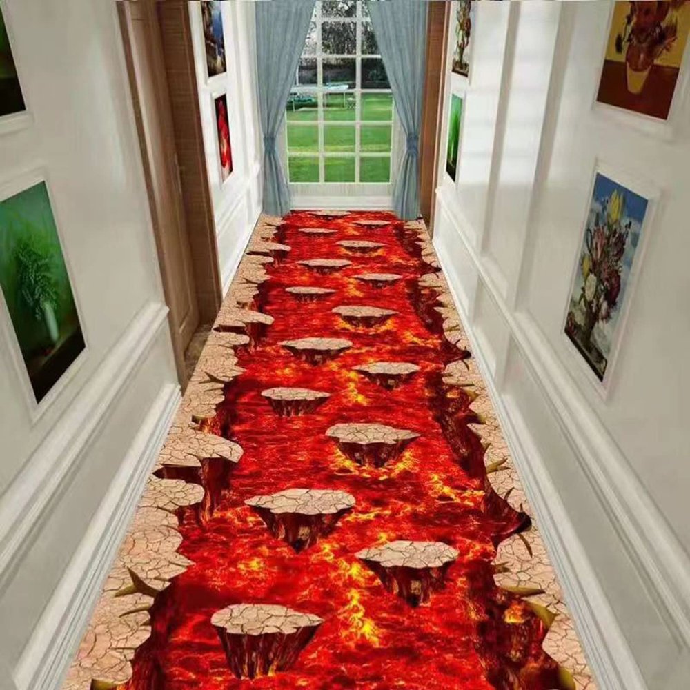 2x3 FT Entryway Non Slip Floor MatStyle B Indoor Durable Carpet Long Mat Traditional Living Room Kitchen Floor Mats, with Flame Lava Pattern