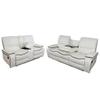 GEBADOL Manual Reclining Living Room Furniture Set Leather Sofa & Loveseat with Storage Console for Living Room/House/Bedroom/Office (White/Bonded Leather) view 1