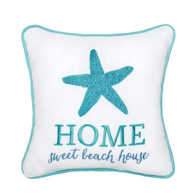 C&F Home "Home Sweet Beach House Starfish Small Petite Mini Cotton Blend Accent Pillow 10" x 10" All Seasons Summer Coastal Nautical Home Living Room Sofa Couch Chair Bed Bedroom Decor Decoration 10"