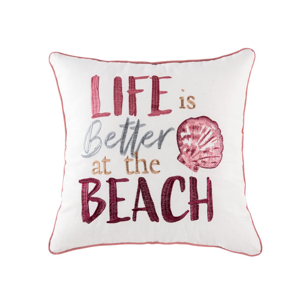 C&F Home Better at The Beach Pillow 18" x 18" Pink