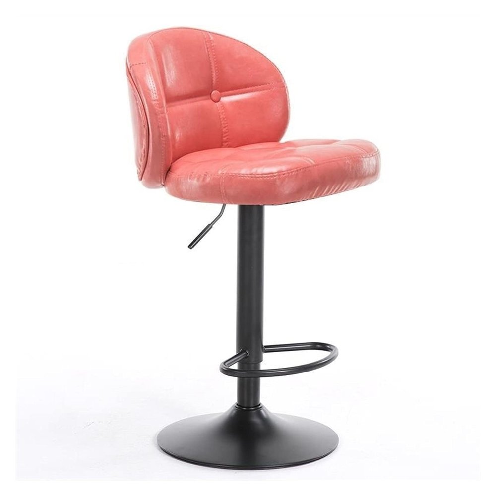 UNNS Bar Stools Bar Stool Leatherette Bar Stool Counter Height Stool Adjustable Lift Height Bar Stool with Back Kitchen Counter High Chair Bar Chairs (Color : Pink)