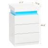 ADORNEVE Nightstand with Charging Station and LED Lights,Night Stand with Sliding Top for Bedroom,Bedside Table with Drawers,Modern End Side Table,White view 2