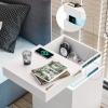 ADORNEVE Nightstand with Charging Station and LED Lights,Night Stand with Sliding Top for Bedroom,Bedside Table with Drawers,Modern End Side Table,White view 3
