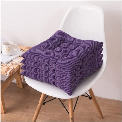 Tophacker Square Chair Pads Seat Cushions with Ties Comfortable and Soft Non Slip Seat Pad Chair Cushions for Indoor,Dining Living Room,Kitchen (Color : Purple, Size : 45 * 45 * 8cm)