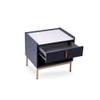 Modern White/Grey Night Stand Stone Tabletop & Gold Frame view 3