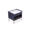 Modern White/Grey Night Stand Stone Tabletop & Gold Frame view 4