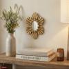 DecorContreras Peruvian Small Round Wall Mirror 6in - Hand-Carved Wood Sunburst Mirrors with Aged Gold Leaf (Gold) view 3
