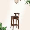 UNNS Bar Stools Solid Wood Leather Bar Stool with Rotatable High Stool Leisure Coffee Bar Stool Home Kitchen Living Room Office Chair Bar Chairs (Color : A, Size : 68cm) view 2