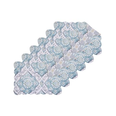 C&F Home Harlan Cotton Placemats Set of 6 Machine Washable 13" x 19" Blue