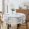 LinenZone Beautiful Round Lace Tablecloth with Elegant Scalloped Bottom for Any Special Event Such as Wedding, Birthday Party, Baby Shower, Anniversary. Sits 4 to 6 People. (Luna TC 60 Round, White) view 1