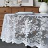 LinenZone Beautiful Round Lace Tablecloth with Elegant Scalloped Bottom for Any Special Event Such as Wedding, Birthday Party, Baby Shower, Anniversary. Sits 4 to 6 People. (Luna TC 60 Round, White) view 2