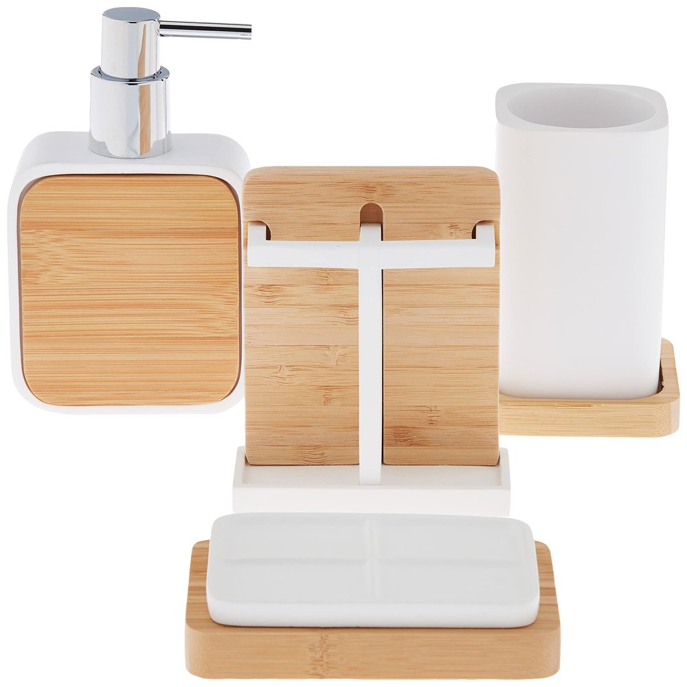 Sweet Home Collection Bathroom Accessories Sets Unique Collections Modern Classic Contemporary Decorative Beautiful Designs Bath Shower Tub Dcor, 4 Piece, Ritz, Case Pack (Pack of 6, 24 Count Total)