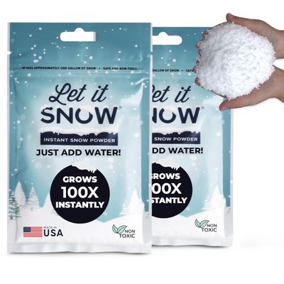 Let it Snow Instant Fake Snow Powder Made in the USA, Perfect for Kids, Holiday Decorations, Sensory Play, and Slime 2 Pack, Makes 2 Gallons Snow,30g