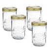 Le Parfait Familia Wiss Terrine Wide Mouth French Glass Jar w/Airtight 2-Piece System Gold Lids | Ideal for Canning, Food Storage, Meal Prep, Cake Jar & DIY Crafts | 32oz Quart (Pack of 4) 1Ld110 view 1