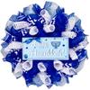 Happy Hanukkah Wreath with Menorah and Dreidel Handmade Deco Mesh. Available in 24 inch and 28 inch diameters view 1