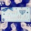 Happy Hanukkah Wreath with Menorah and Dreidel Handmade Deco Mesh. Available in 24 inch and 28 inch diameters view 2