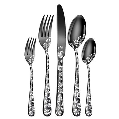 Black Silverware Set, Black Flatware Set Food-Grade Stainless Steel Cutlery Set for 6, IKXO 30 Pieces Tableware Eating Utensils for Home and Restaurant Wedding Halloween Christmas