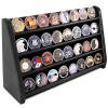 ASmileIndeep 4 Rows Wooden Military Challenge Coin Display Case Wall Mount - Army Coin Collectibles Holder Display Stand Rack, Black view 1
