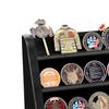 ASmileIndeep 4 Rows Wooden Military Challenge Coin Display Case Wall Mount - Army Coin Collectibles Holder Display Stand Rack, Black view 4