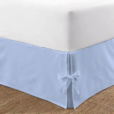 OnlineChoiceSheet Split Corner Tie Bed Skirt, 10 Inch Drop Length 100% Egyptian Cotton 1000 Thread Cotton, Easy Fit & Fade Resistant, Full Size (54" x 75"Inch) Solid Light Blue