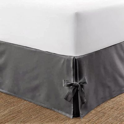 OnlineChoiceSheet Split Corner Tie Bed Skirt, 10 Inch Drop Length 100% Egyptian Cotton 1000 Thread Cotton, Easy Fit & Fade Resistant, Queen Size (60" x 80"Inch) Solid Dark Grey