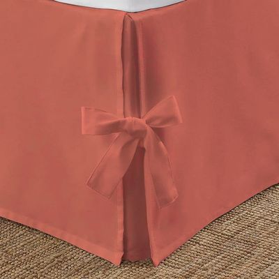OnlineChoiceSheet Split Corner Tie Bed Skirt, 10 Inch Drop Length 100% Egyptian Cotton 1000 Thread Cotton, Easy Fit & Fade Resistant, Twin XL Size (39" x 80"Inch) Solid Brick Red