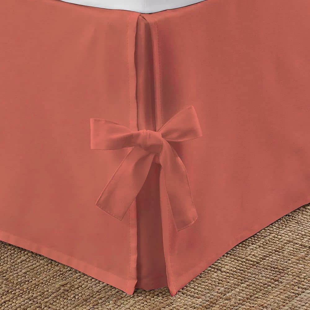 OnlineChoiceSheet Split Corner Tie Bed Skirt, 10 Inch Drop Length 100% Egyptian Cotton 1000 Thread Cotton, Easy Fit & Fade Resistant, Twin XL Size (39" x 80"Inch) Solid Brick Red