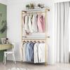 DR.IRON Gold Pipe Clothing Racks with 2 Tier Shelves, Wall Mounted Gold Clothes Rack with Double Hanging Rods Heavy Duty Garment Storage Rack Display Racks Rod for Clothes,Laundry Room view 1
