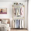DR.IRON Gold Pipe Clothing Racks with 2 Tier Shelves, Wall Mounted Gold Clothes Rack with Double Hanging Rods Heavy Duty Garment Storage Rack Display Racks Rod for Clothes,Laundry Room view 4