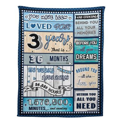 3 Year Old Boy Birthday Gift, Super Soft and Warm Happy Birthday Blanket, Digital Heartwarming Sentences Creative Design Ideal Gifts for 3rd, 50"x60"