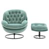Accent Chair with Ottoman, Modern Velvet Tufted Upholstered Armchair Lounge Chair with Comfy Footrest & Black Metal Base, 360 Degree Swiveling Single Sofa Chair for Living Room Bedroom, Teal view 3