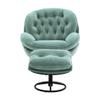 Accent Chair with Ottoman, Modern Velvet Tufted Upholstered Armchair Lounge Chair with Comfy Footrest & Black Metal Base, 360 Degree Swiveling Single Sofa Chair for Living Room Bedroom, Teal view 4