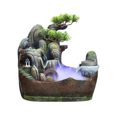 BNNP Meditation Fountain Tabletop Water Fountain Indoor Relaxation Waterfall Decoration - for Living Room Desktop Home or Office Decor for Office, Kitchen Counter, Living Room Table, (Color : A)