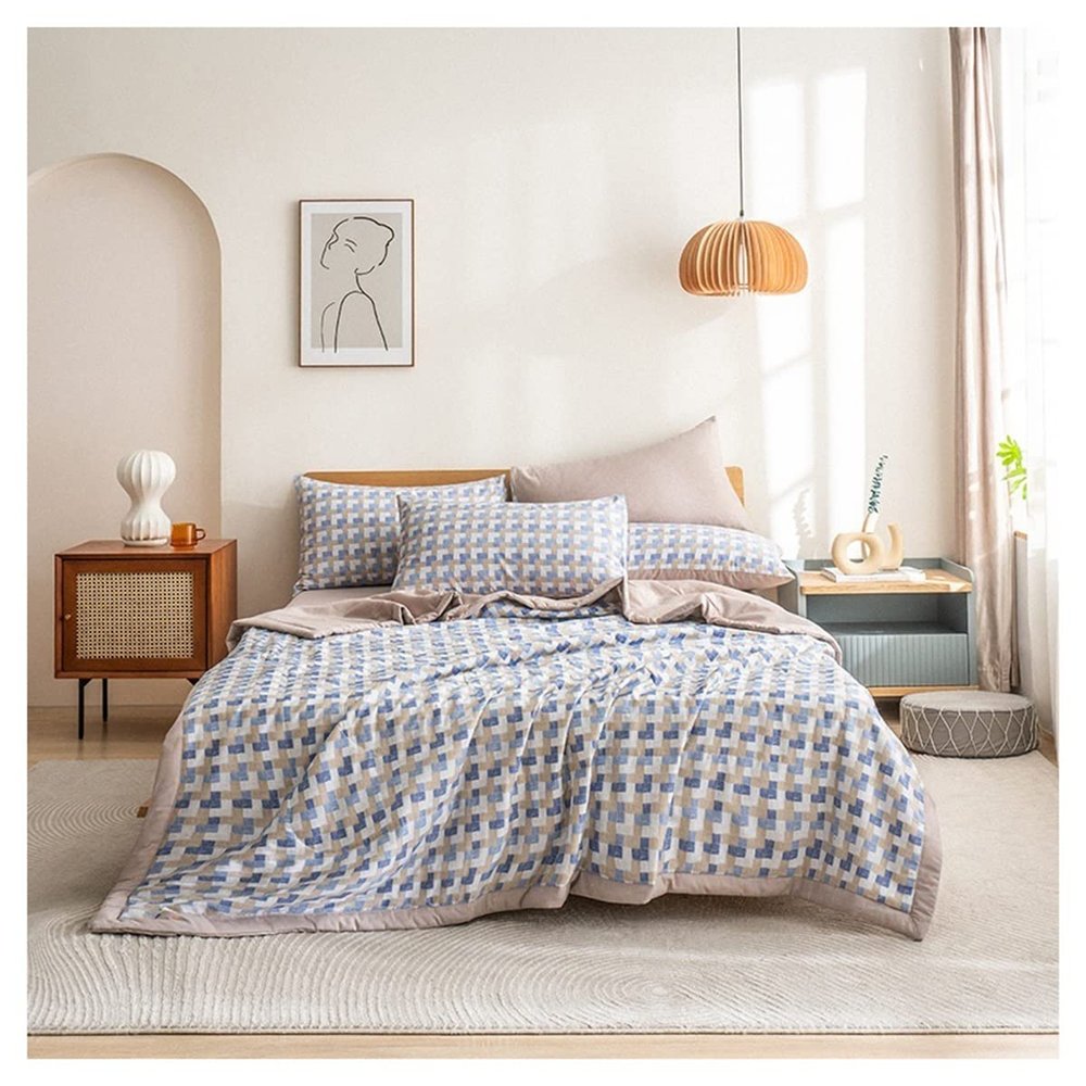 JUIYU Bed Throws Cute Print 100% Cotton Fabrics Cotton Filling Quilt Pink Quilted Quilts Blankets & Throws (Color : 12, Size : 200x230cm 79x90inch)