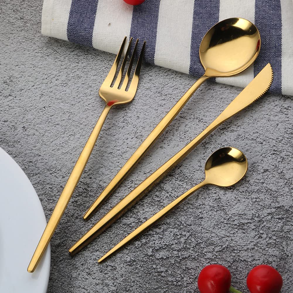 48 PieceGold Silverware Set Service for 12 Stainless Steel Flatware Set Kitchen Restaurant Hotel Cutlery Utensil Set Mirror Polished Include Knifes Spoons Forks Teaspoons Delicate Tableware Set