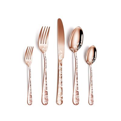 20 Piece Rose Gold Flatware Set for 4 Stainless Steel Silverware Sets With Delicate Pattern Kitchen Restaurant Hotel Mirror Polished Include Fork Spoon Knife Teaspoon Tea Fork Floral Cutlery Set