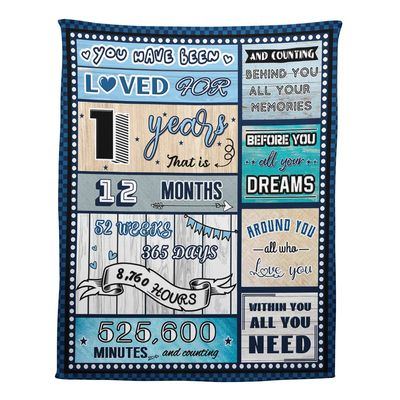 1 Year Old Boy Birthday Gift, Super Soft and Warm Happy Birthday Blanket, Digital Heartwarming Sentences Creative Design Ideal Gifts for 1st, 50"x60"