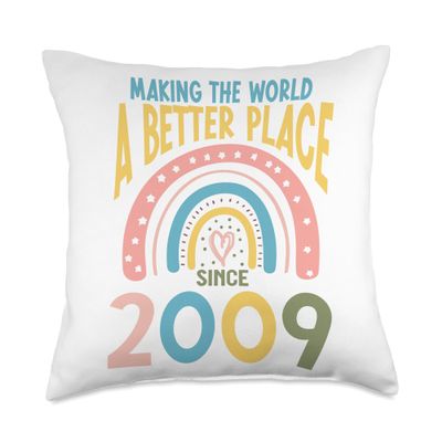 15 Birthday Making the world a better place since 2009 Throw Pillow