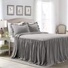 Devi Bedding > 100% Egyptian Cotton 600-TC- Ruffle Skirt Bedspread Shabby Chic Farmhouse Style 3 Piece Set, Full 30" Drop - Gray Solid view 1