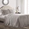 Devi Bedding 100% Egyptian Cotton 600-TC- Ruffle Skirt Bedspread Shabby Chic Farmhouse Style 3 Piece Set, Twin 30" Drop - Silver Solid view 1