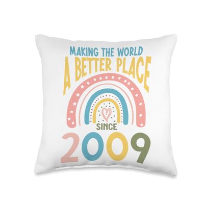 15 Birthday Making the world a better place since 2009 Throw Pillow