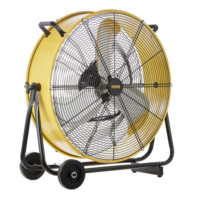 HiCFM 24" Industrial Drum Fan 8800 CFM High Velocity 3-Speed Heavy Duty Metal Air Circulator with Casters Handle for Basement Warehouse Factory workshops