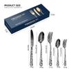 20 Piece Black Flatware Set for 4 Stainless Steel Silverware Sets With Delicate Pattern Kitchen Restaurant Hotel Mirror Polished Include Fork Spoon Knife Teaspoon Tea Fork Floral Cutlery Set view 3